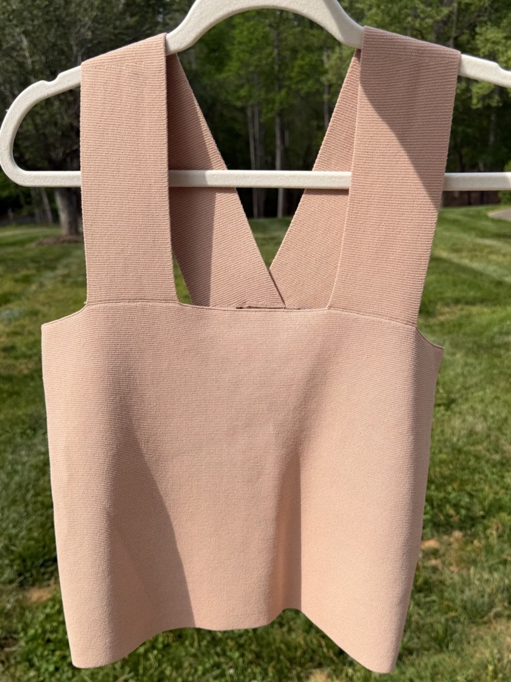 House of Harlow 1960 Compression Knit Tank NWT Toasted Almond Wide Strap Top - Picture 14 of 15